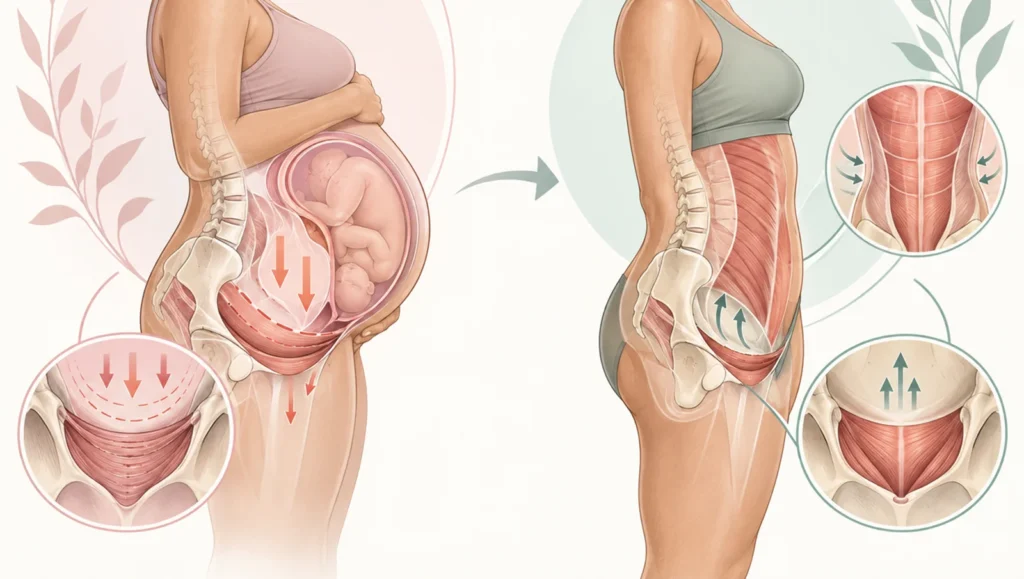 Pavimento pelvico dopo il parto: quando fare una valutazione? 1 Pavimento pelvico dopo parto: cambiamenti durante gravidanza e post partum